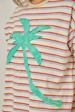 Palm Patch Striped Top in Ivory/Emerald (REG)