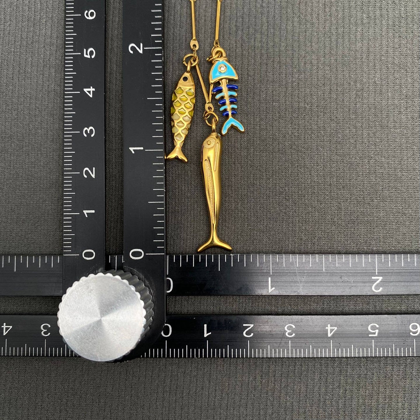 18K Triple Fish Charm Necklace