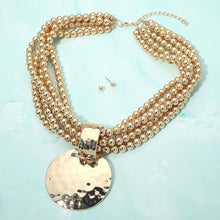 Hammered Plate Beaded Layer Necklace