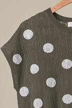 Textured Polka Dot Top in Olive (REG)