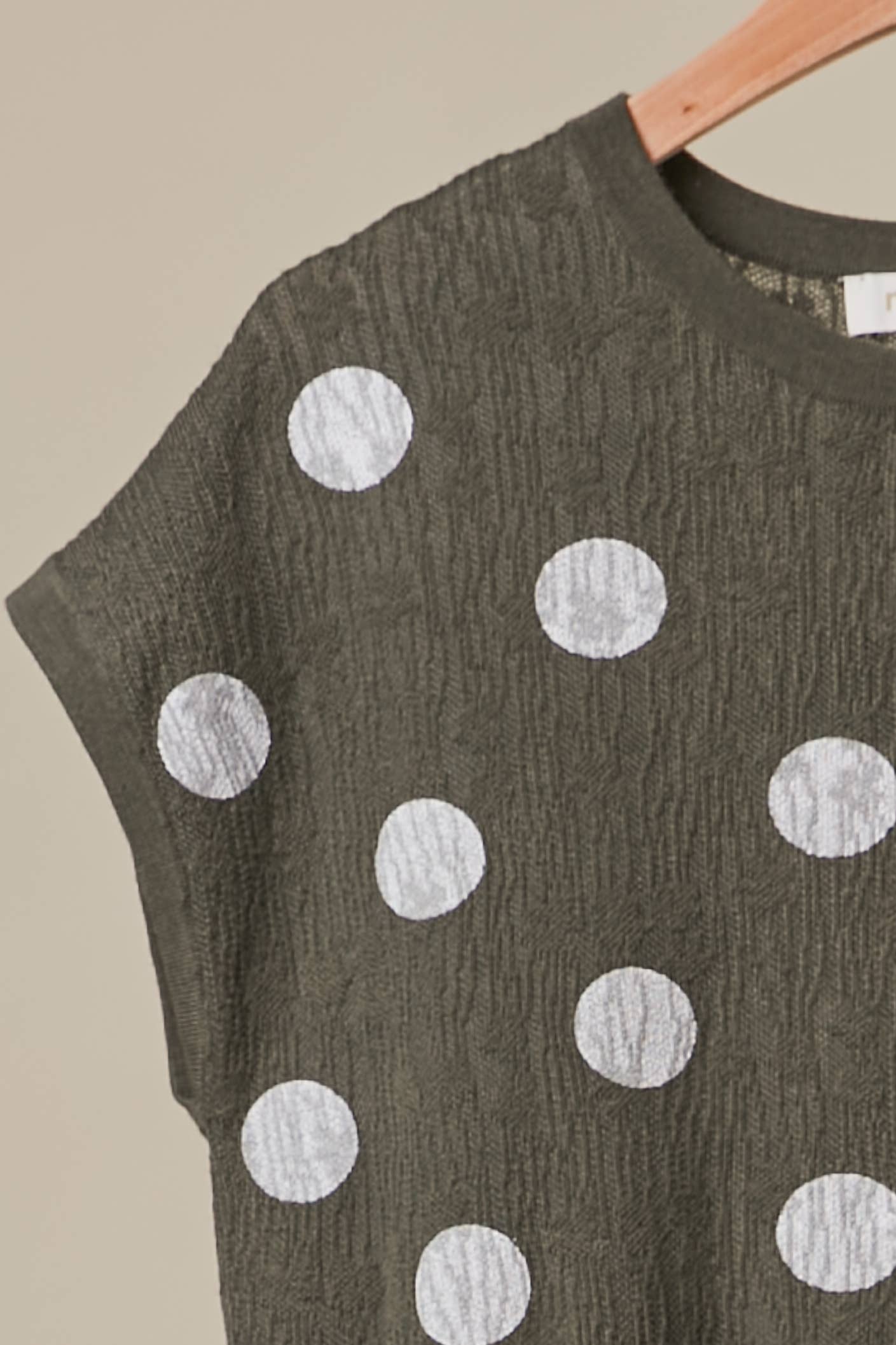 Textured Polka Dot Top in Olive (REG)