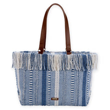 Woven Blues Tote Bag