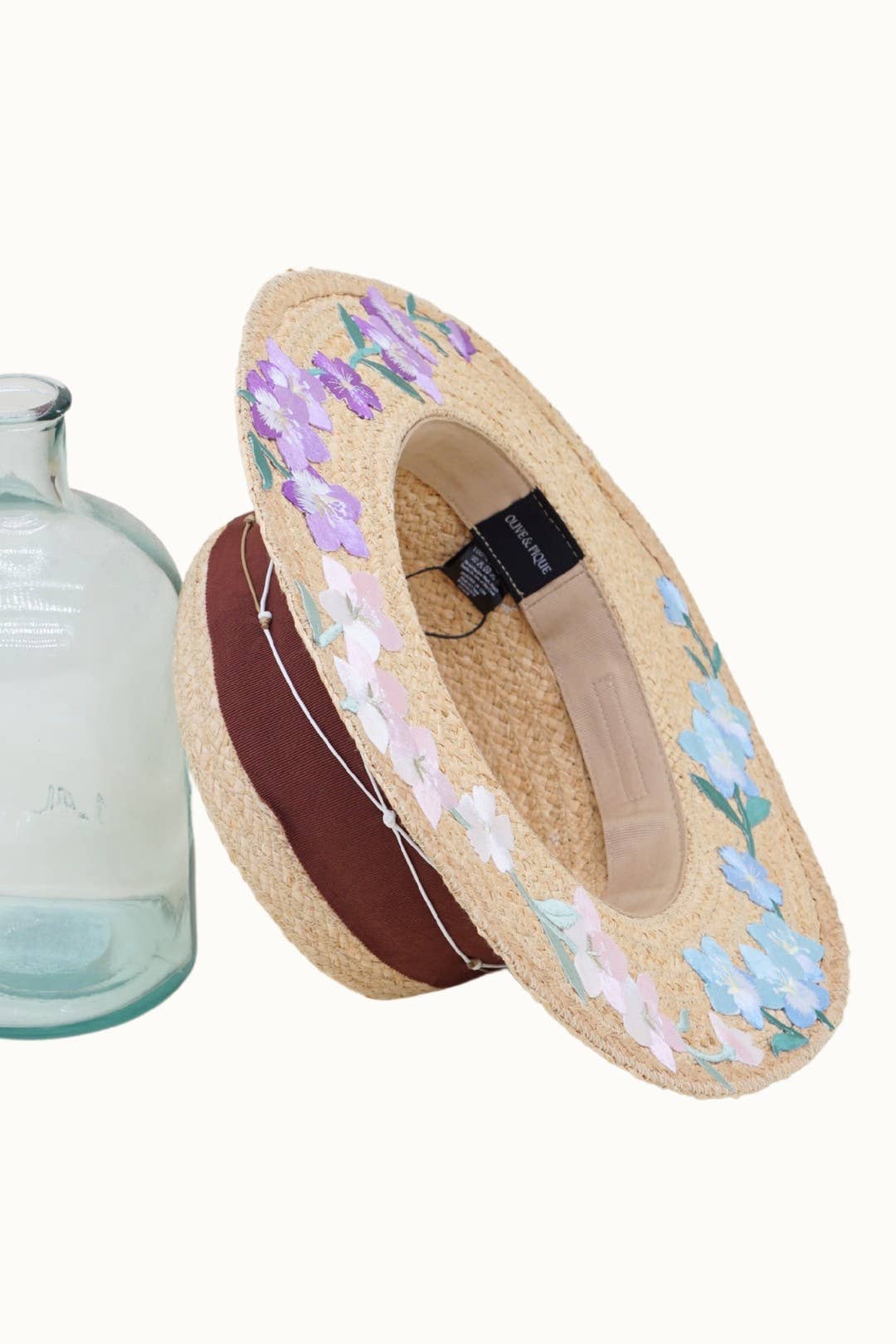 Floral Embroidered Straw Hat