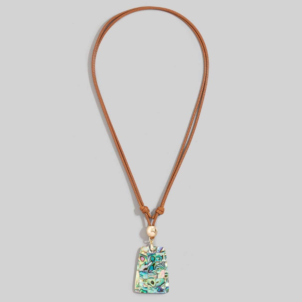 Shell Grid Rectangle Cord Necklace