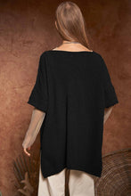 The Black Midi Sleeve Loose Sweater Top