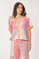 Patchwork Star V-Neck Top in Pink (REG)