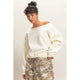 Raw Edge Off Shoulder Sweatshirt in Cream (REG)