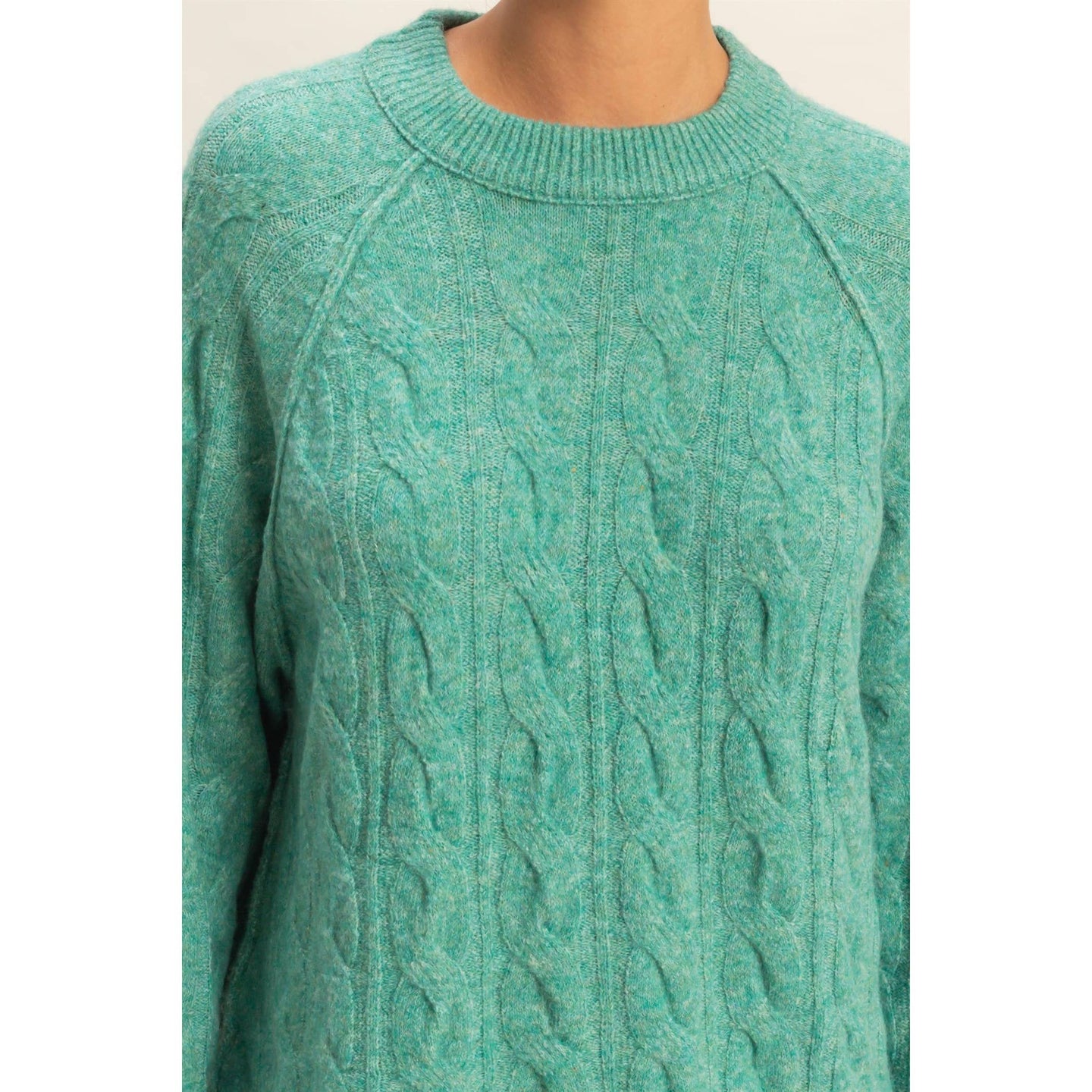 Cable Knit Pullover Sweater in Emerald (REG)