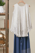 High-Low Lace Tunic Top in White (REG)