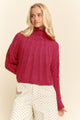 Turtleneck Cable Sweater in Wine (REG)