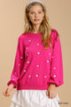 Star and Flower Embroidered Sweater in Hot Pink(REG)