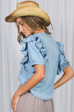 Ruffle Sleeve Denim Top (REG)