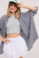 Oversized Gingham Top in Black (REG/PLUS)