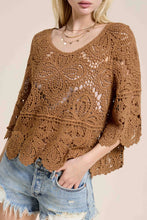 Mocha Floral Crochet Top (REG)