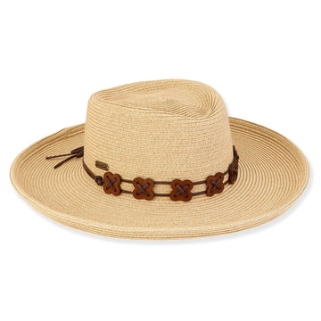 X Banded Straw Gambler Hat