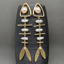 Abstract Pearl Fishbone Earrings