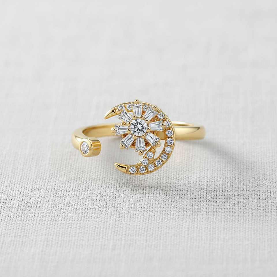 Rotating Crystal Open Ring