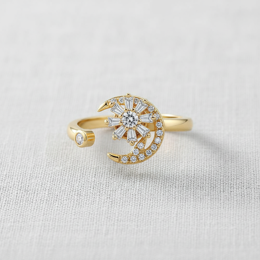Rotating Crystal Open Ring