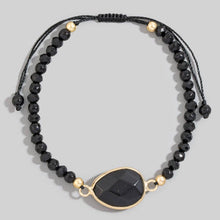 Oval Stone Beaded Cord Bracelet
