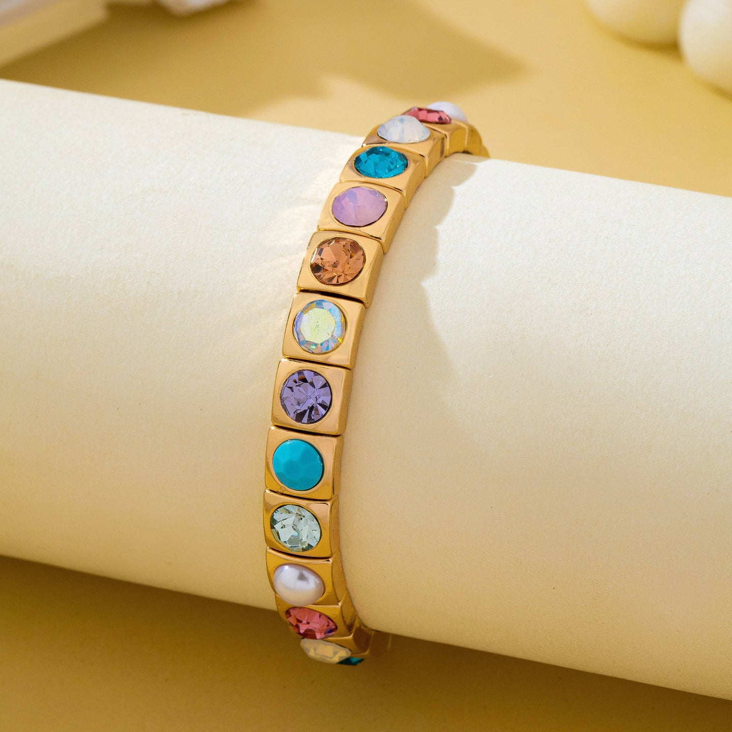 Radiant Multi Stone Stretch Bracelet