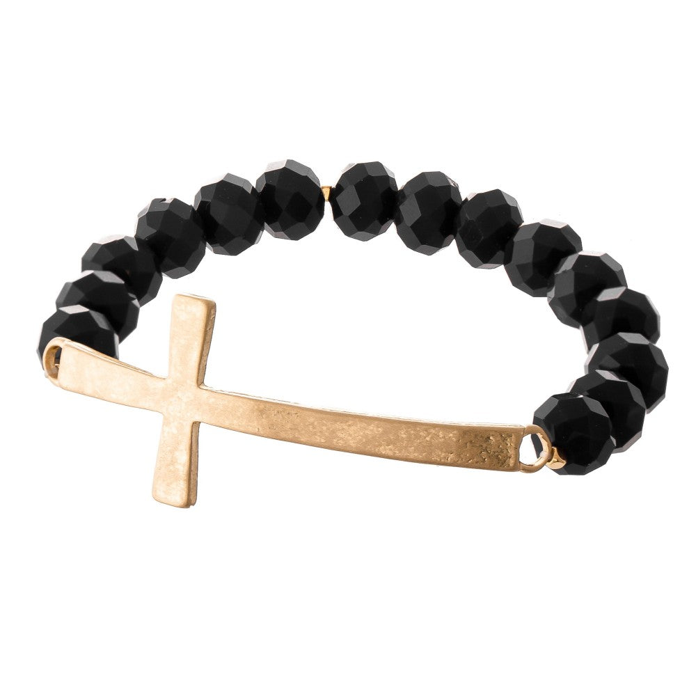 Facet Bead Cross Bracelet