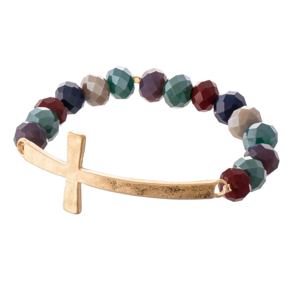 Facet Bead Cross Bracelet