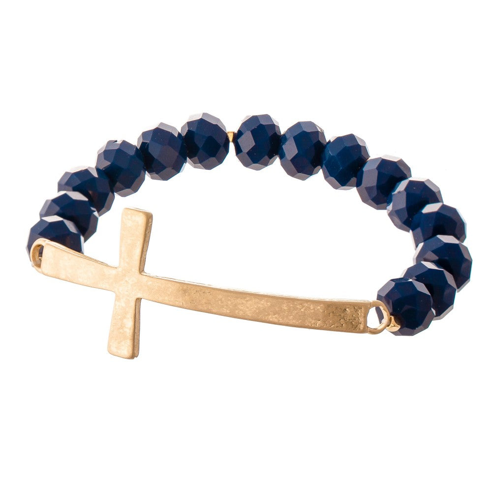 Facet Bead Cross Bracelet