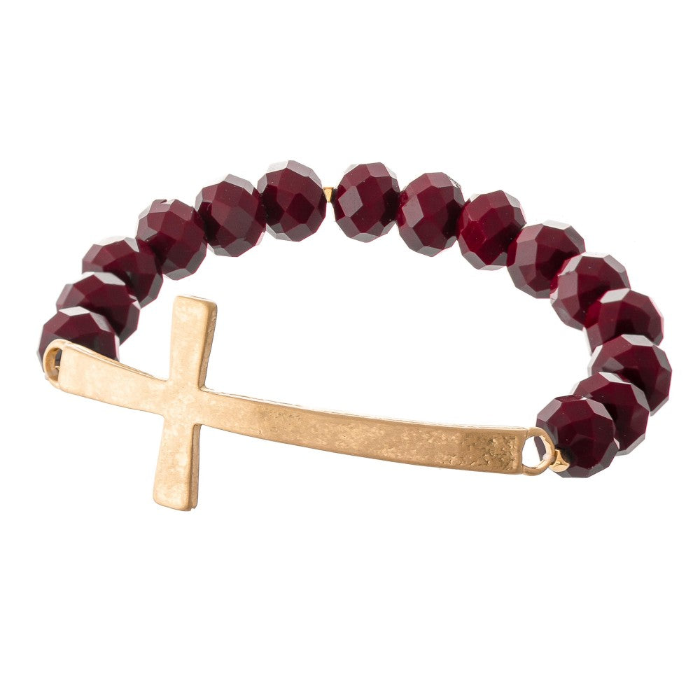 Facet Bead Cross Bracelet