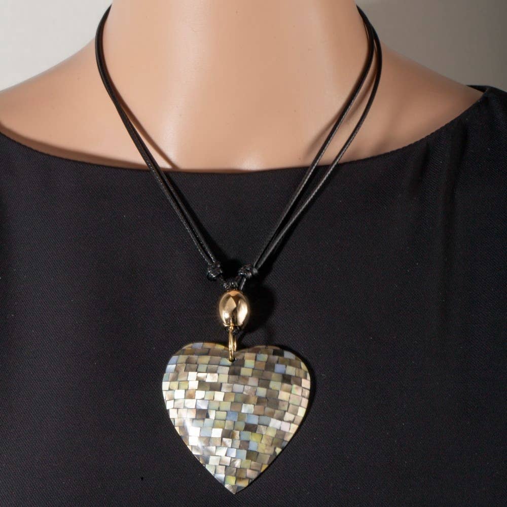Mosaic Shell Heart Necklace