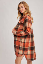 Flannel Plaid Longline Shacket in Rust (REG)