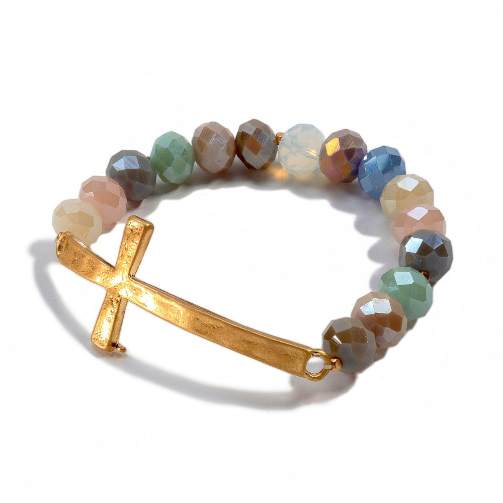 Facet Bead Cross Bracelet