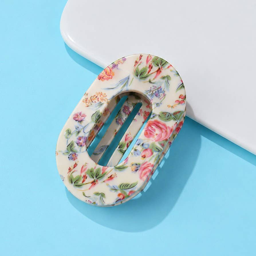 Vintage Floral Lay Flat Claw Clip