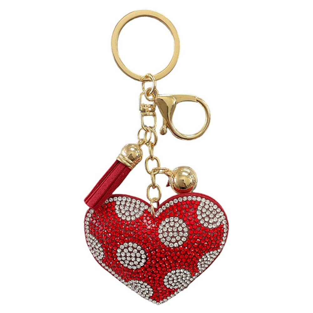 Polka Dot Heart Keychain