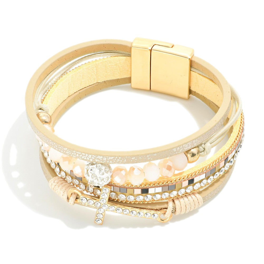Layered Cross Magnetic Bracelet