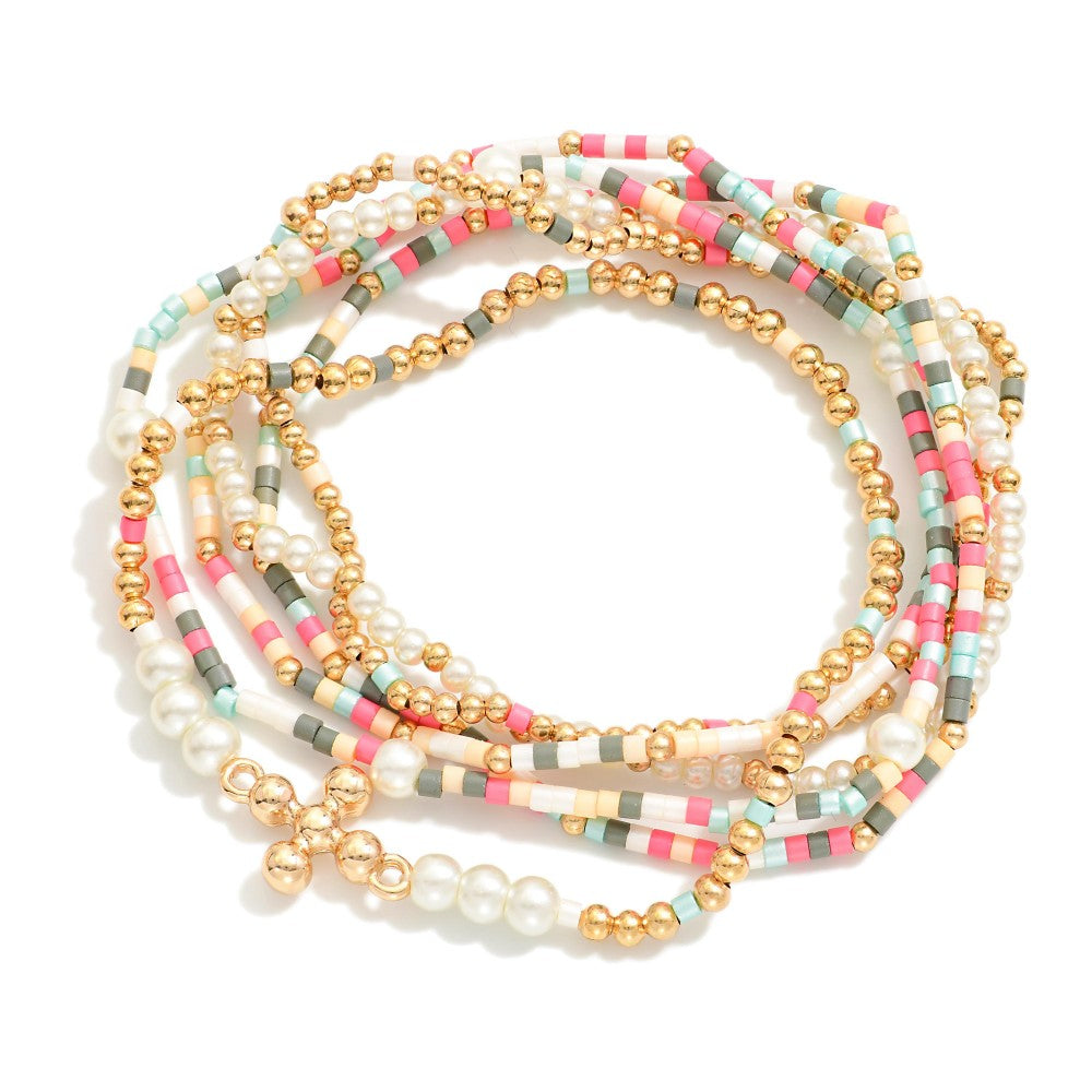 Seed Bead Cross Bracelet Set