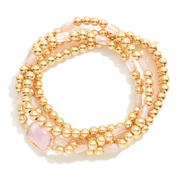 Gold Beaded Bracelet Set