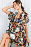 Black Multi Print Mini Dress (REG)