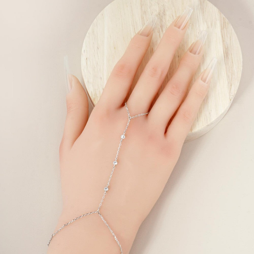 Rhinestone Accent Hand Chain