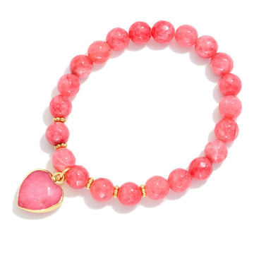 Pink Stone Heart Bracelet