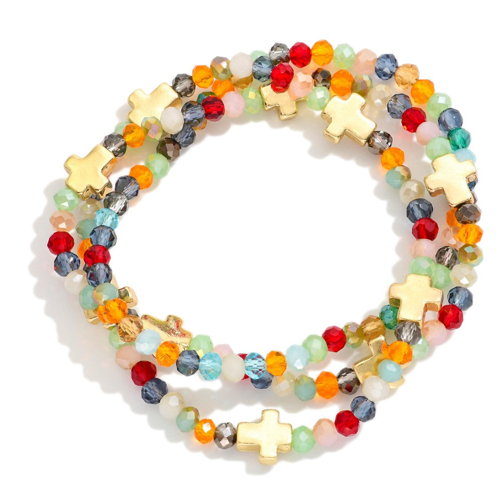 Beaded Cross Station Bracelet Set