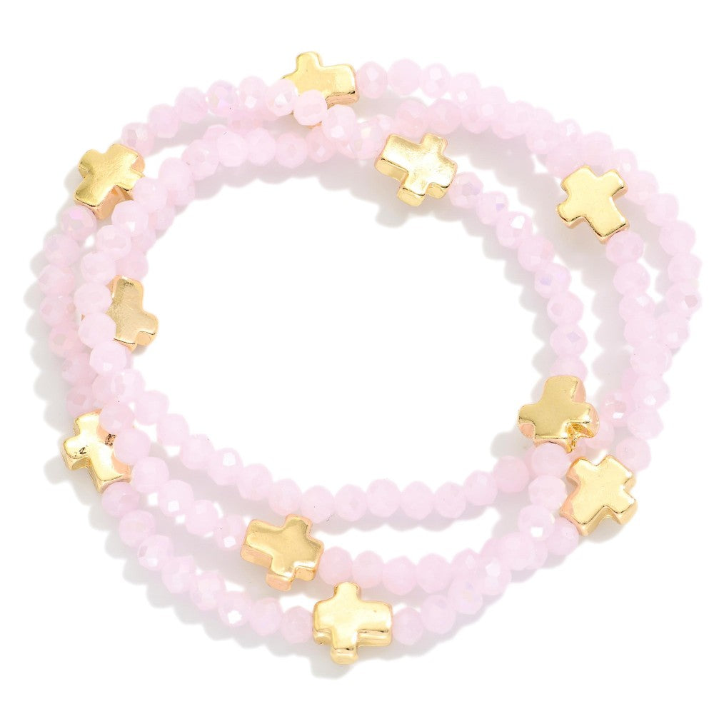 Beaded Cross Station Bracelet Set