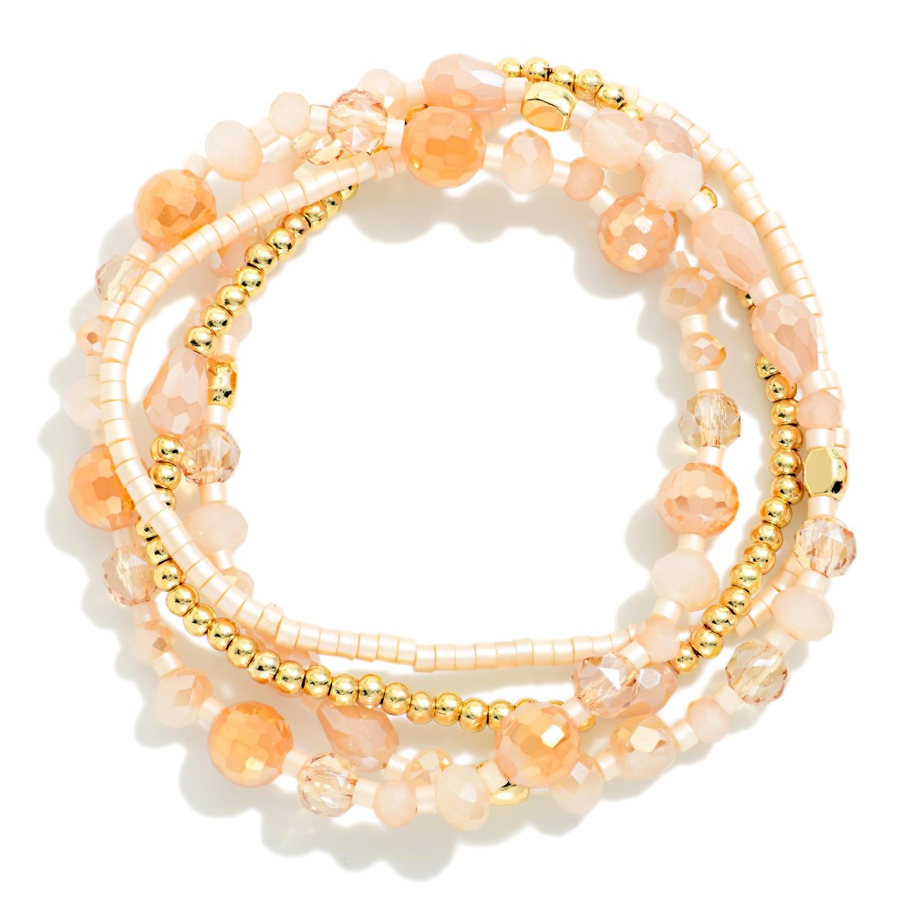 Heishi and Facet Bracelet Set