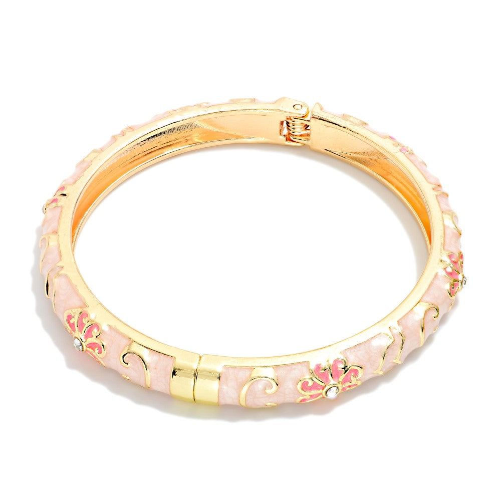 Marbled Floral Hinge Bracelet