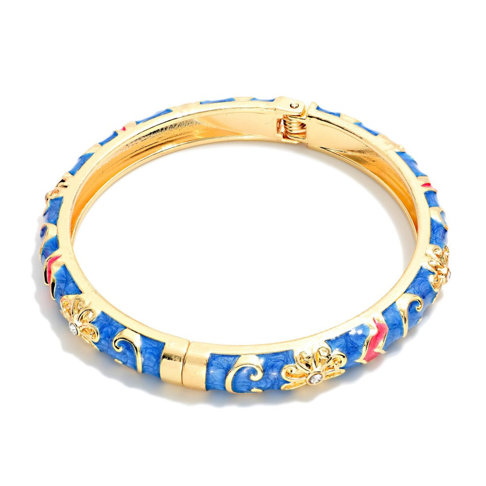 Marbled Floral Hinge Bracelet