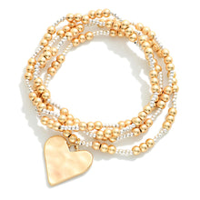 Hammered Heart Bracelet Set