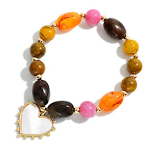 Marbled Bead Heart Bracelet