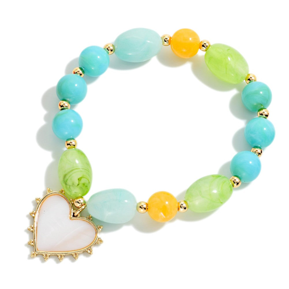 Marbled Bead Heart Bracelet