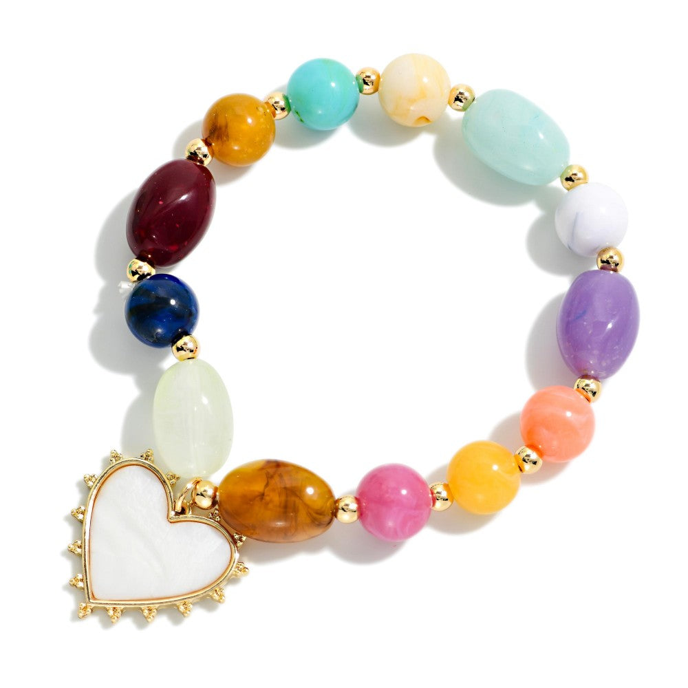 Marbled Bead Heart Bracelet