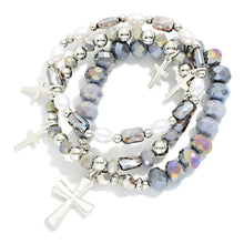 Facet and Pearl Cross Bracelet Set
