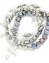 Facet and Pearl Cross Bracelet Set